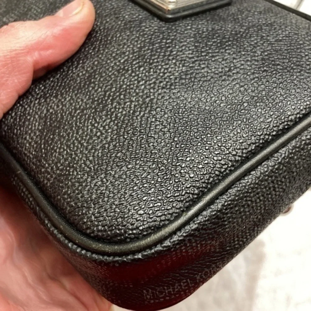 Michael kors gray black signature MK mini crossbody bag